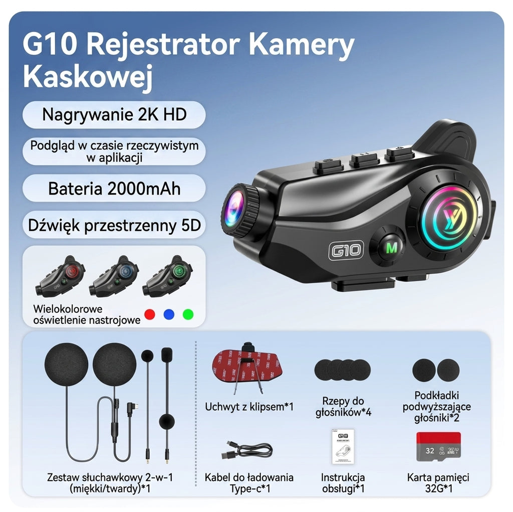 Kask motocyklowy Słuchawki Bluetooth Rejestrator jazdy Kamera 2K Słuchanie muzyki Nawigacja Jeździec Bardzo długa żywotność baterii