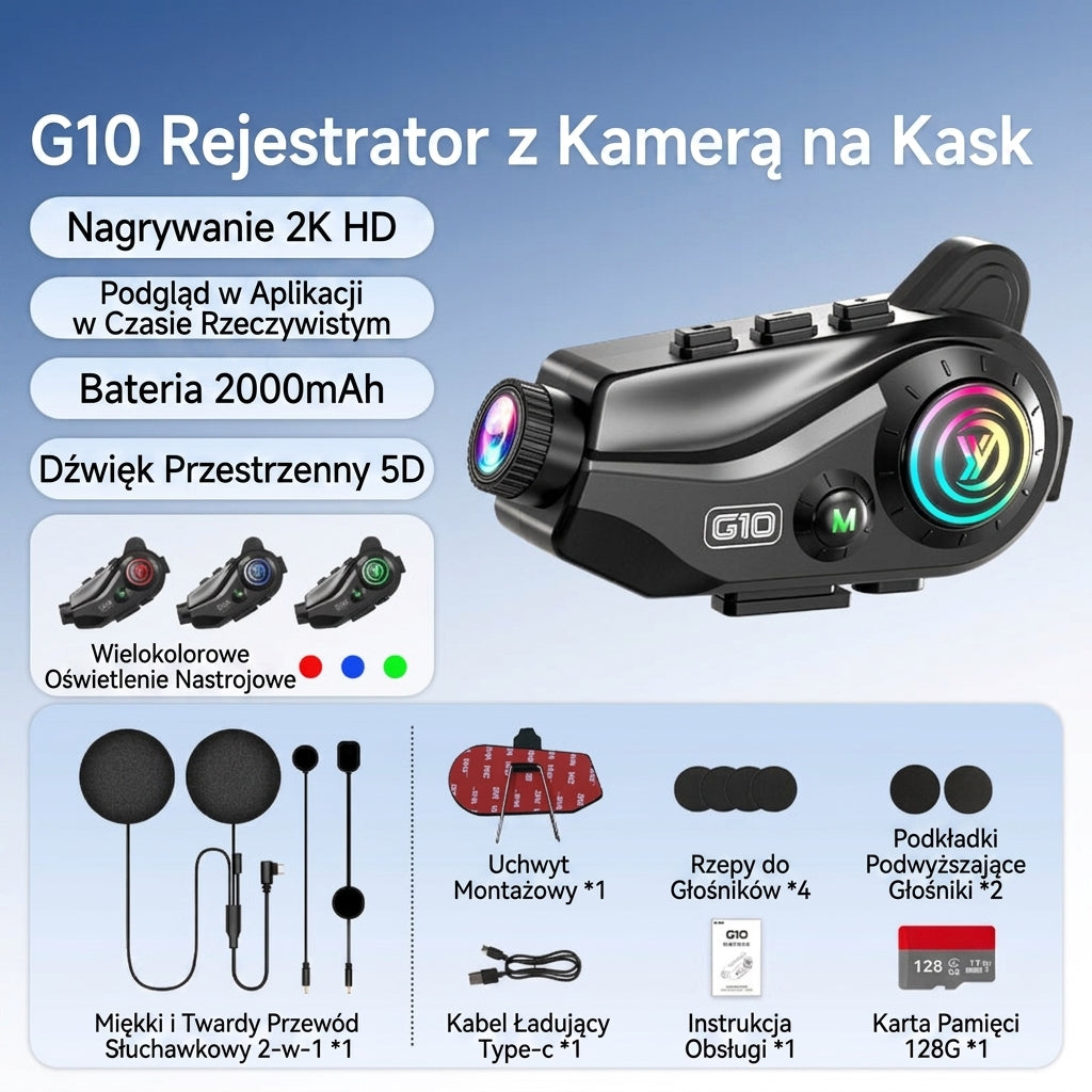 Kask motocyklowy Słuchawki Bluetooth Rejestrator jazdy Kamera 2K Słuchanie muzyki Nawigacja Jeździec Bardzo długa żywotność baterii