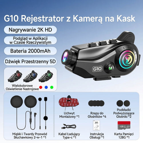 Kask motocyklowy Słuchawki Bluetooth Rejestrator jazdy Kamera 2K Słuchanie muzyki Nawigacja Jeździec Bardzo długa żywotność baterii